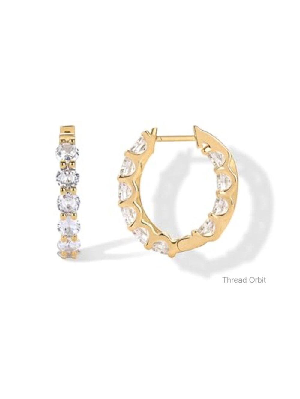 14K Gold Plated Cubic Zirconia Hoop Earrings for Women - Bridal CZ Inside Out